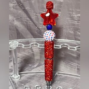Pens By Alex - Red Star Beaded Pen